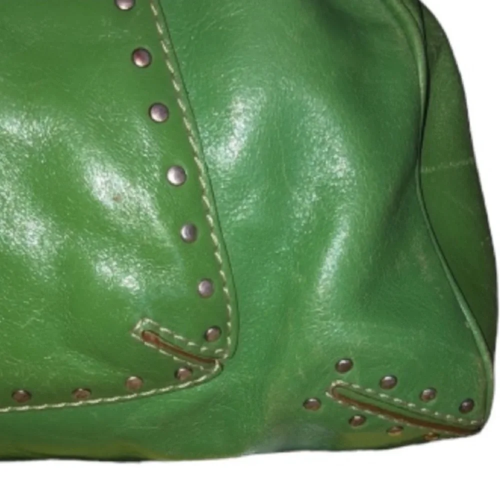Micheal Kors Astor chartreuse green studded  Leather bag rare ,very clean